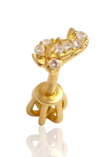  Altın Taşlı Vidalı Tragus Küpe