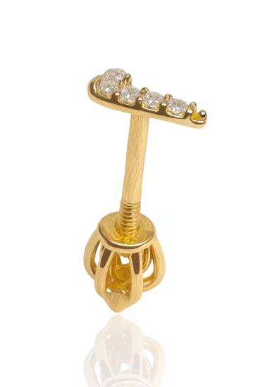 14 Ayar Altın Taşlı Tragus Küpe