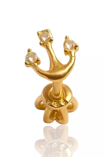 14 Ayar Altın Çapa Model Taşlı Vidalı Tragus Küpe