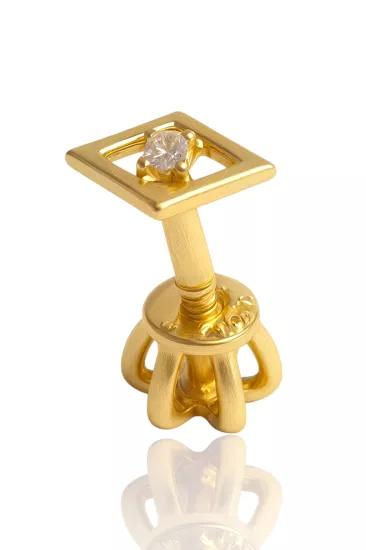 14 Ayar Altın Göz Model Tek Taşlı Vidalı Tragus Küpe