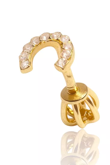 14 Ayar Altın Nal Model Taşlı Vidalı Tragus Küpe