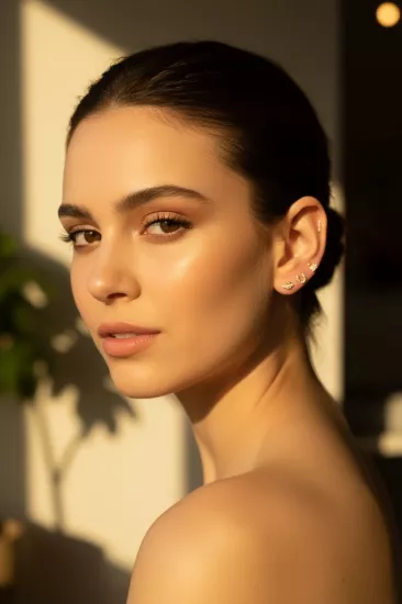 14 Ayar Altın Nal Model Taşlı Vidalı Tragus Küpe