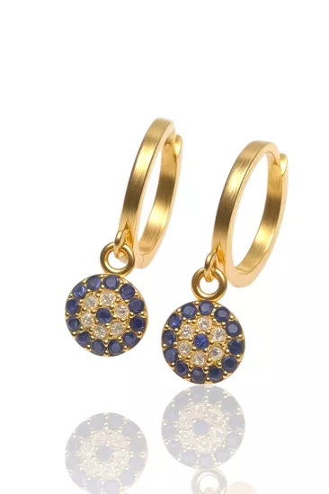 14 Ayar Altın Nazar Boncuklu Halka Küpe