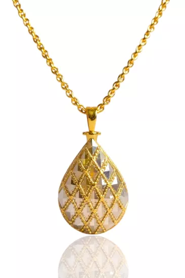 14 Ayar Altın Baklava Model Kolye Uçlu Halat Zincir