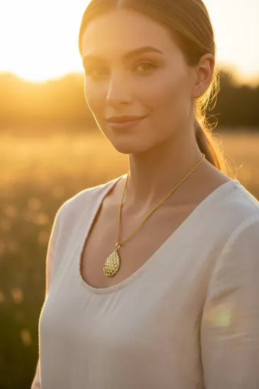 14 Ayar Altın Baklava Model Kolye Uçlu Halat Zincir