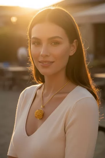 14 Ayar Altın Halat Zincirli Tül Model Kolye Ucu