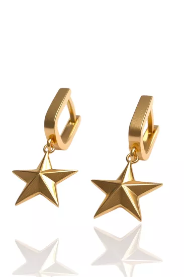 14 Ayar Altın (585) Taşsız Yıldız Model Bayan Küpe