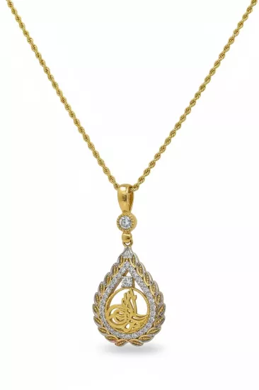 14 Ayar Altın Tuğra Kolye Uçlu Halat Zincir