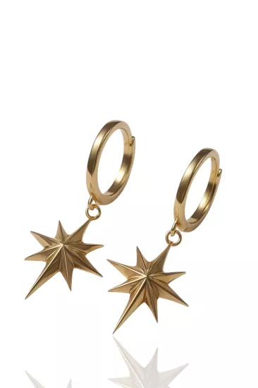  14 Ayar Altın Kutup Yıldızı Model Halka Küpe