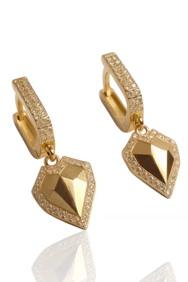 14 Ayar Altın Taşlı Halka Küpe