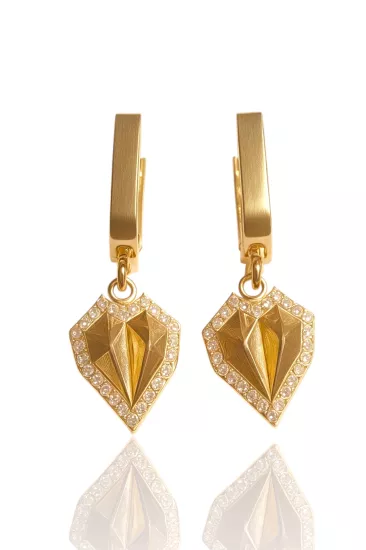 14 Ayar Altın Taşlı Halka Küpe