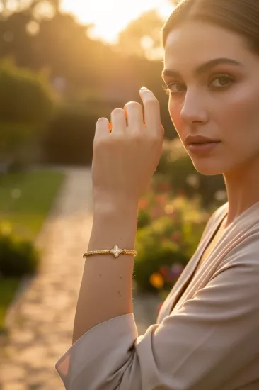  14 Ayar AltınYonca Model Kelepçe Bilezik