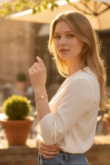 Altın Papatya Model Kelepçe Bilezik