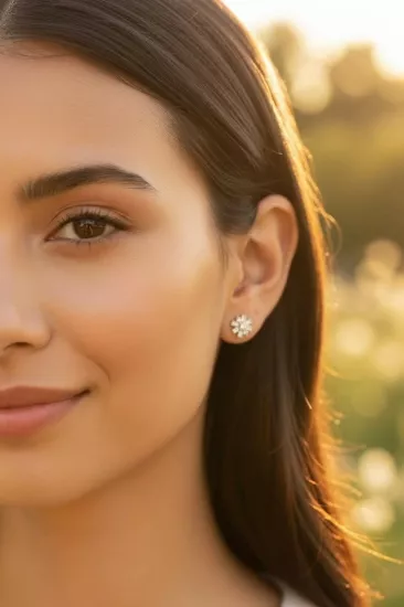 Altın Yıldız Model Vidalı Küpe