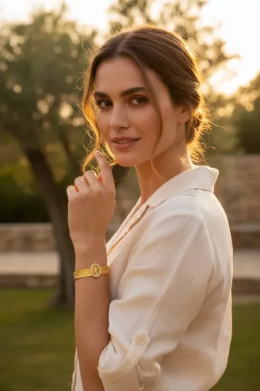 Altın Hasır Model Tuğralı Bilezik