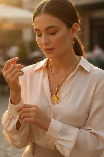 Altın Damla Model Tuğralı Kolye Uçlu Halat Zincir – 18,50 Gram