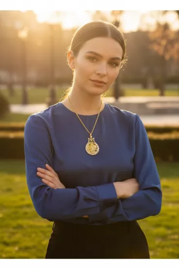 Altın Lale Model Tuğralı Kolye Uçlu Halat Zincir – 18 Gram