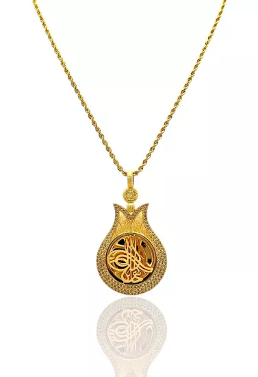 Altın Lale Model Tuğralı Kolye Uçlu Halat Zincir – 10 Gram