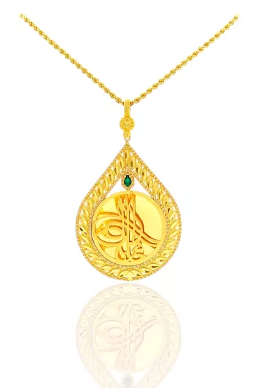 Altın Damla Model Kolye Uçlu Halat Zincir – 22 Ayar Görünümlü