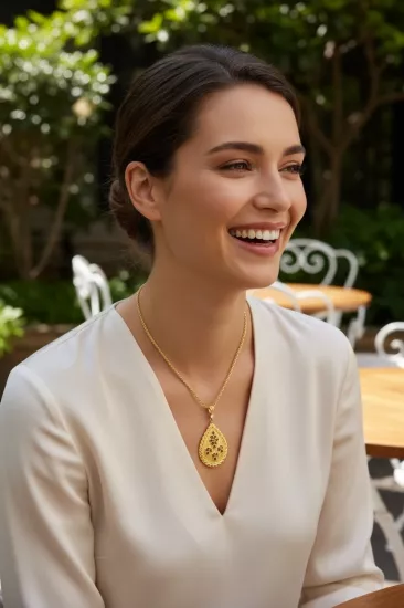 Altın Çiçek Motifli Damla Model Kolye Uçlu Halat Zincir