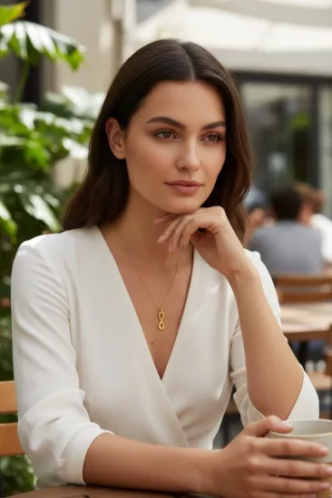  14 Ayar Altın Sonsuzluk Model Kolye Uçlu Zincir