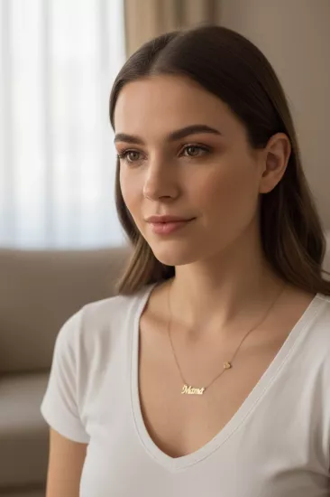  14 Ayar Altın Mama İsimli Model Kolye Uçlu Zincir