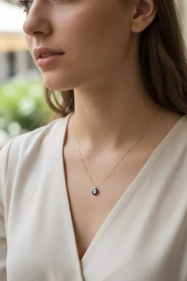 14 Ayar Altın Göz Model Kolye Uçlu Zincir