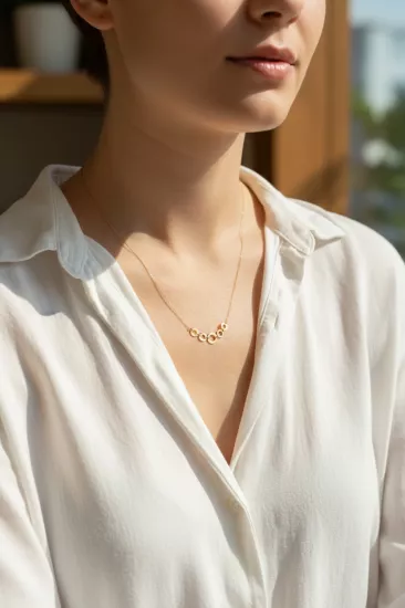  14 Ayar Altın Halka Model Kolye Uçlu Zincir