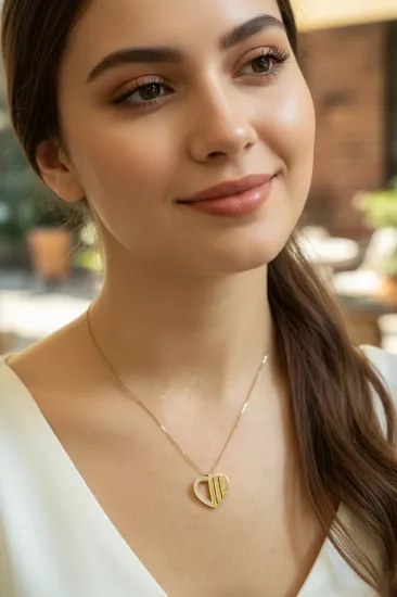 14 Ayar Altın Kalp Model Kolye Uçlu Zincir