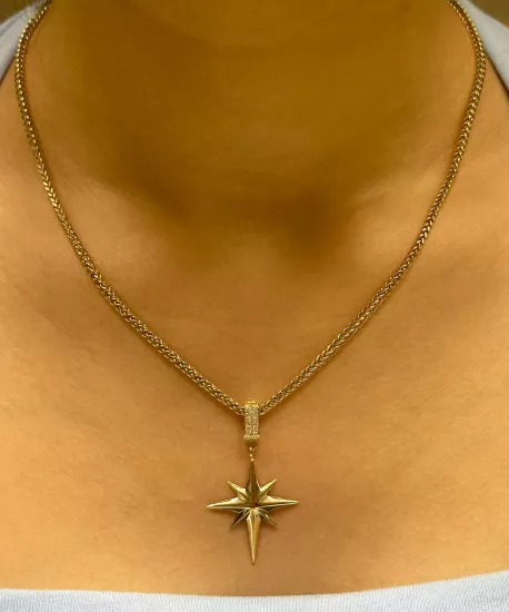  Altın Kutup Yıldız Kolye Uçlu Zincir