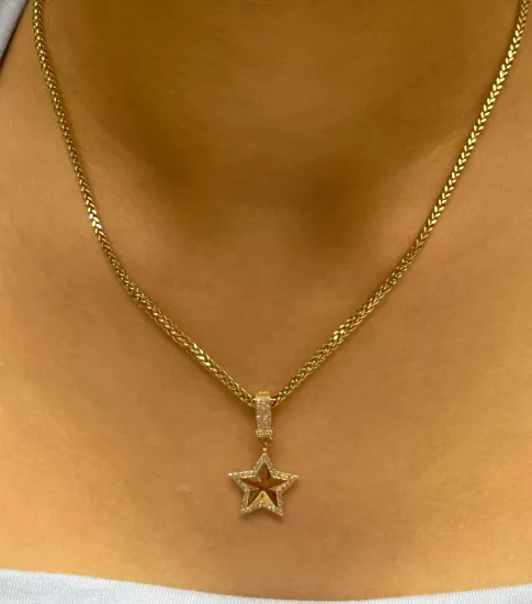  Altın Yıldız Kolye Uçlu Zincir