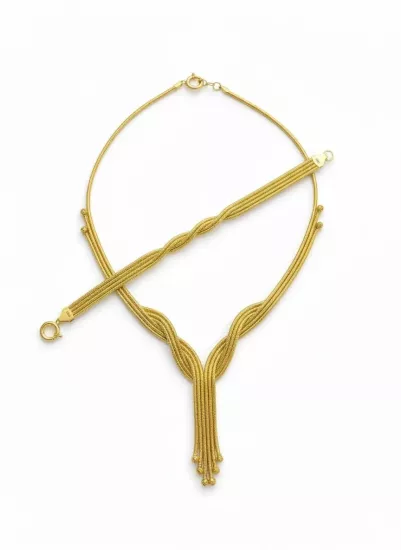 Altın Kazze Model Sarmaşık Gerdanlık Seti (Bileklik + Gerdanlık)