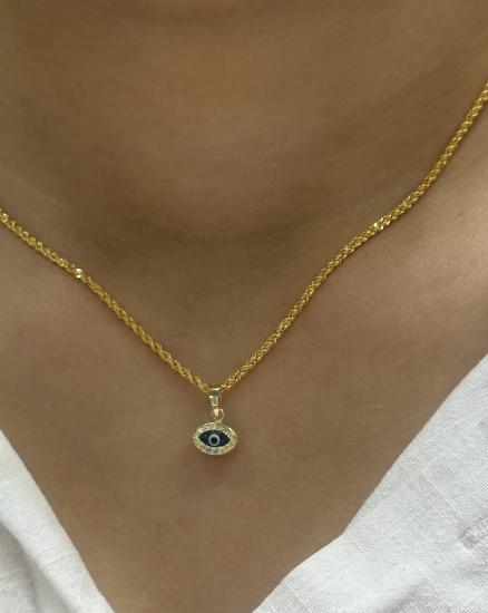  14 Ayar Altın Nazar Boncuklu Halat Zincir