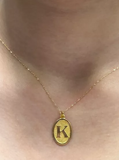 Altın Nostaljik K Harfli Aynalı Zincir Kolye(26045-K)