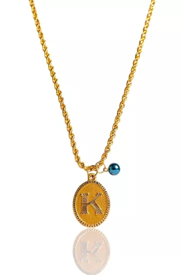 Altın Nostaljik K Harfli Halat Zincir