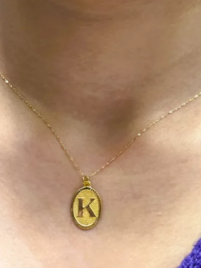 Altın Nostaljik K Harfli Aynalı Zincir Kolye(26045-K)