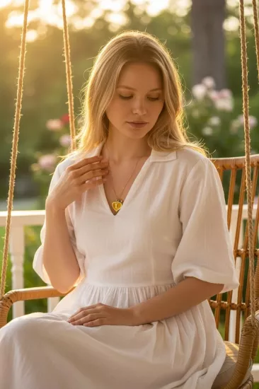 14 Ayar Altın L Harfli Aynalı Zincir