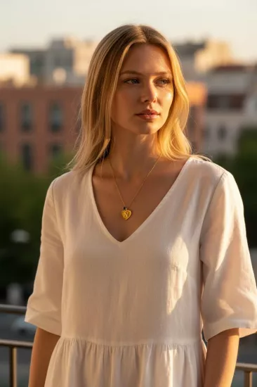 14 Ayar Altın N Harfli Aynalı Zincir