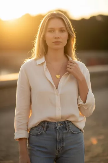 Altın N Harfli Aynalı Zincir