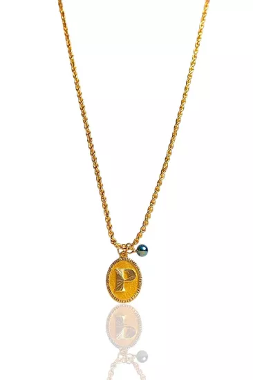 Altın Nostaljik P Harfli Halat Zincir